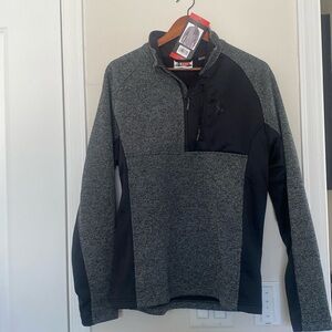New with Tag!! Spyder Raider Sweater Mens Medium Gray 1/2 Zip Waffle Knit.